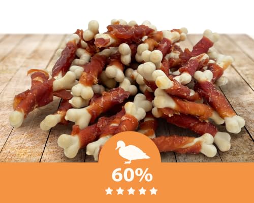 Mersjo Hundeleckerlis Premium Entenbrust umwickelte Calcium-Kauknochen, getreidefreie Hundesnacks, luftgetrocknet, 500g – Ansicht 4