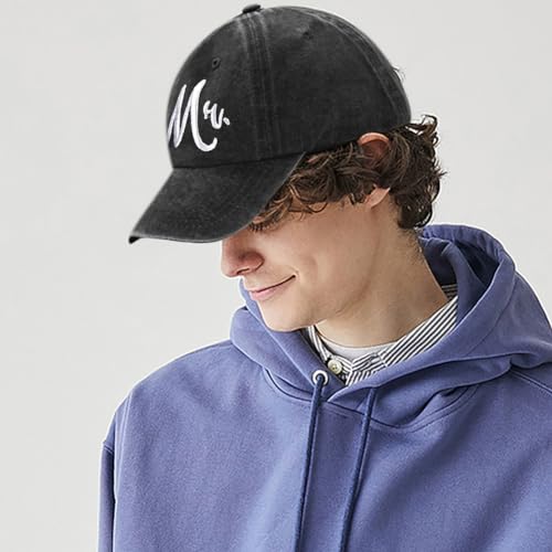 Image of XYIYI Mr Black Vintage Washed Distressed Baseball Cap Adjustable Cotton Dad Hat for Women Men