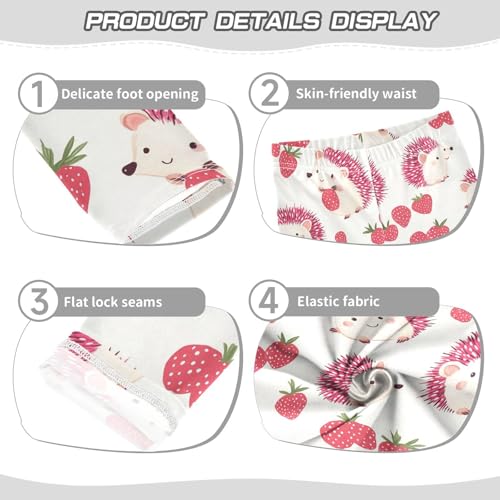 Wusikd Hedgehogs Girls' Leggings Toddler Doodles Strawberry Kids Yoga Pants Dance Active Tights 4T3