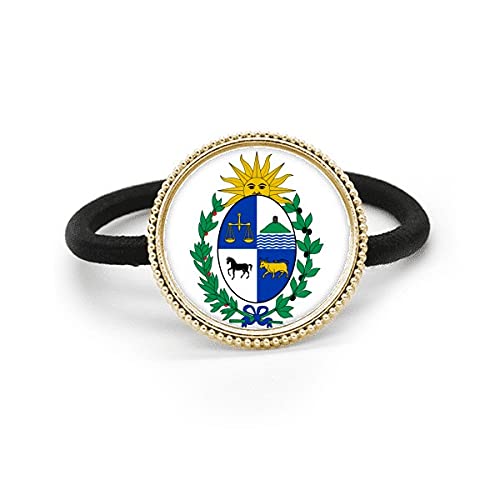 Corbata de pelo de Uruguay con emblema nacional metalizado plata para tocado