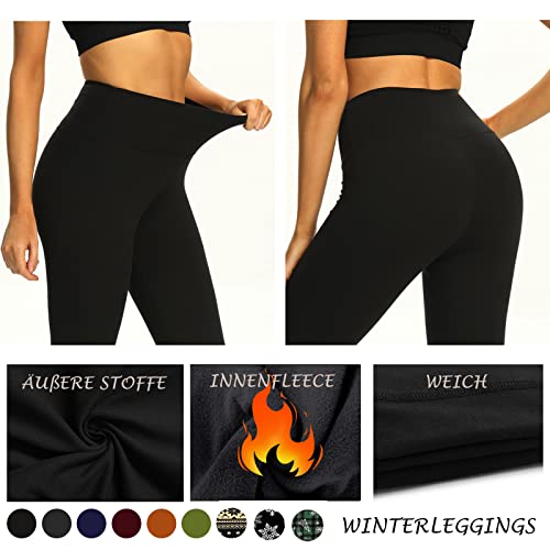 AMIYOYO Thermolegging voor dames, gevoerde thermische legging voor de winter, hoge taille, ondoorzichtig, panty met fleece, warm, behaaglijk, elastische sportlegging - Image 3