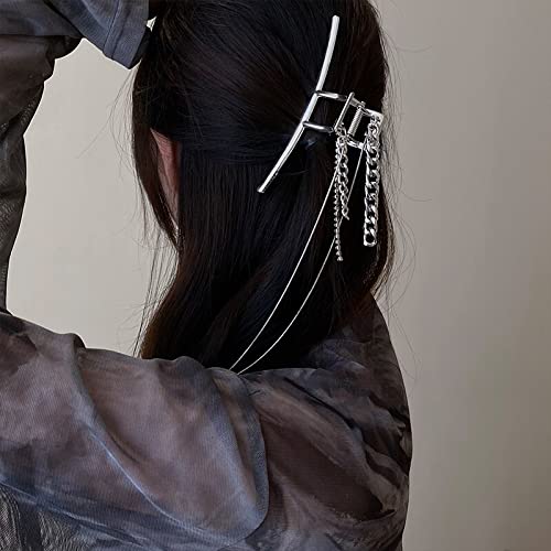 Spinka do włosów metalowy łańcuch Tassl pazury do włosów duży srebrny kolor Barrettes spinki do włosów duże spinki do włosów akcesoria do włosów dla kobiet nakrycia głowy Hairgrip