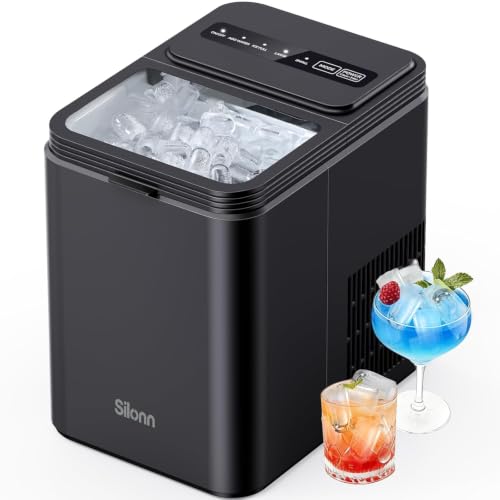 Image of Silonn Ice Maker Countertop, 8 Cubes in 6 Mins, 26.5lbs /24H, Self-Cleaning