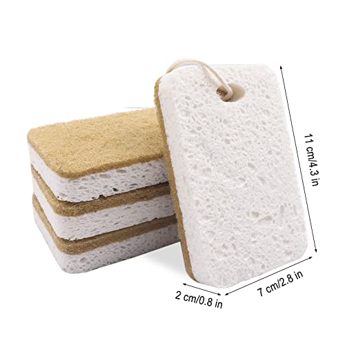 Natural Sponge, Sponges Individually Wrapped, Non Scratch Kitchen Cleaning Sponge Scouring Pad Cellulose Coconut Scrubbing Sponge For Washing Dishes (Pack Of 12 - Yellow) #TOP5