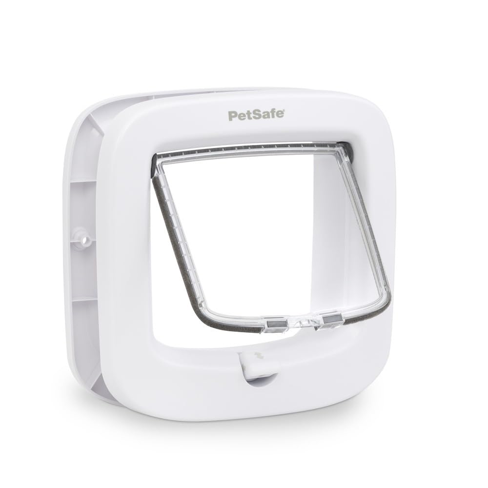 PetSafe Gattaiola a Blocco Manuale - Blocco a 4 Vie, Efficiente Energeticamente, Facile da Installare - Bianca