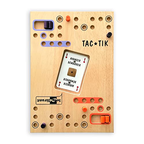 TAC-TIK Extension 8 Joueurs. Fabrication artisanale, bois d'Hévéa massif, plateau magnétique, écoresponsable, normes CE, jeu de société familial. 1 jeu de 54 cartes inclus. Marque française LeDÉlirant