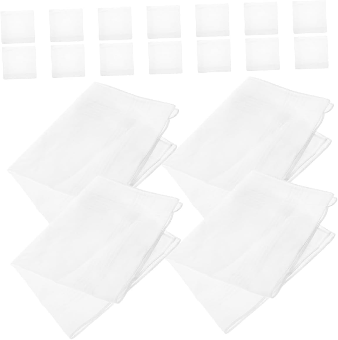 SHOWERORO 18pcs Men’s Cotton Handkerchiefs White Soft Absorbent Pocket Squares for Suit Formal Wear Bulk Pack