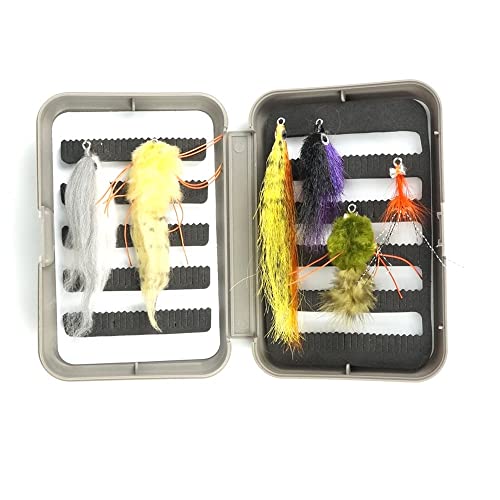 Riverruns Assortment 6 Most Effective Ep Flies Big Predators Pike & Muskie Flies Spawning Shrimp Peanut Butter Diver Floating Minnow A Fly Box Package #TOP15