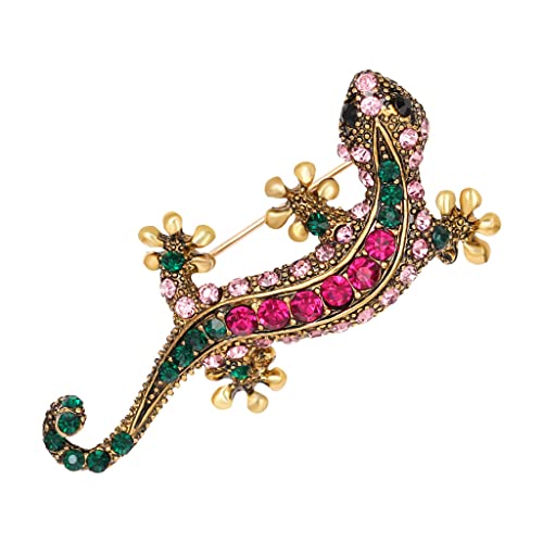 AMLESO Broche de animal camaleão de strass joia moderna