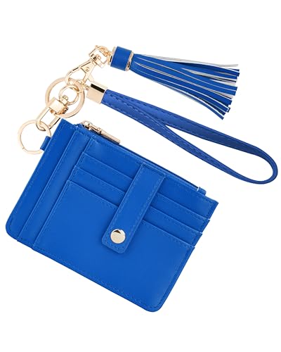 Image of KNGITRYI Small Wristlet Wallets for Women RFID Credit Card Holder Wallet Keychain Wristlet Wallet Credit Card Wallets for Women (Royal Blue)