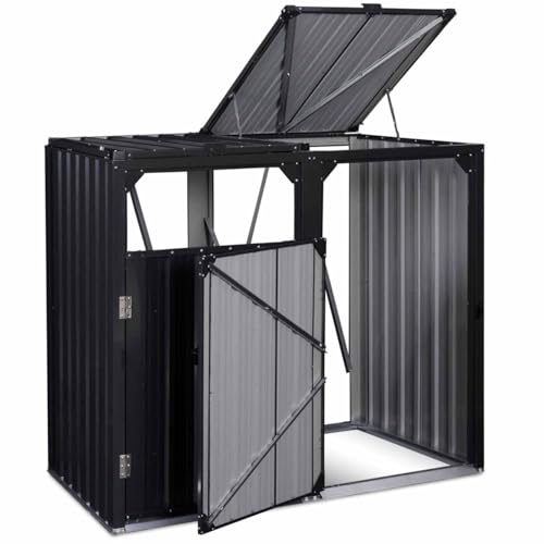 IDMarket Cache Poubelle Acier Gris