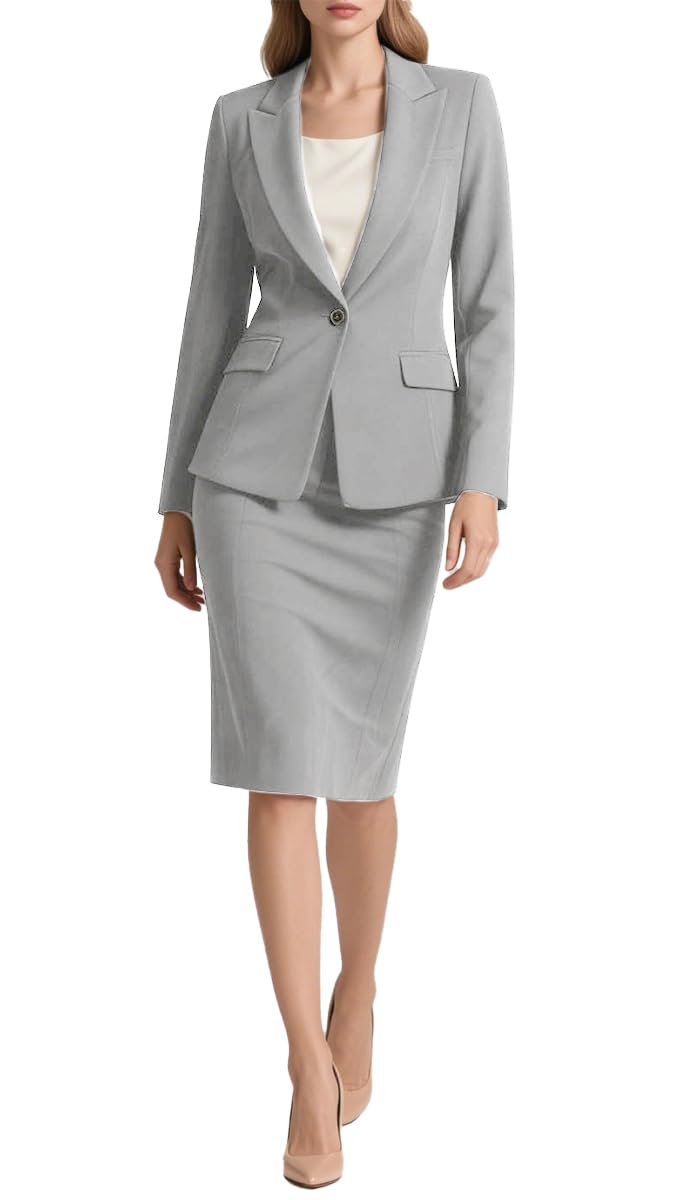 Womens Business Suit Sets 2 Piece Professional Blazer and Skirt Outfits for Office Womens Formal Skirt Suit