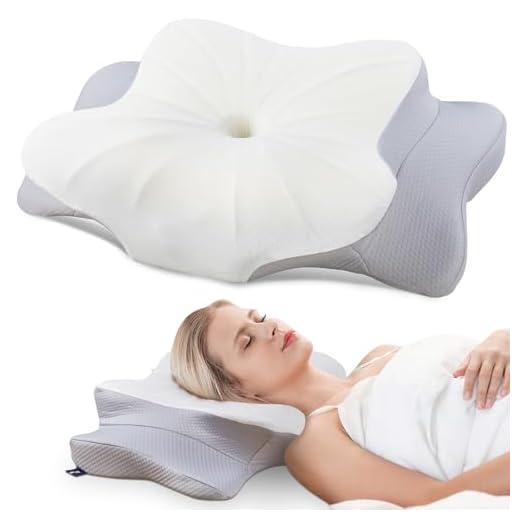 DONAMA Cuscino Cervicale per Dormire, Cuscino Ergonomico Cervicale con Federa Sfoderabile e Lavabile, Cuscino per Cervicale per Dormitori Laterali, Supini e Proni, 63x38x9/14 cm, Grigio Chiaro