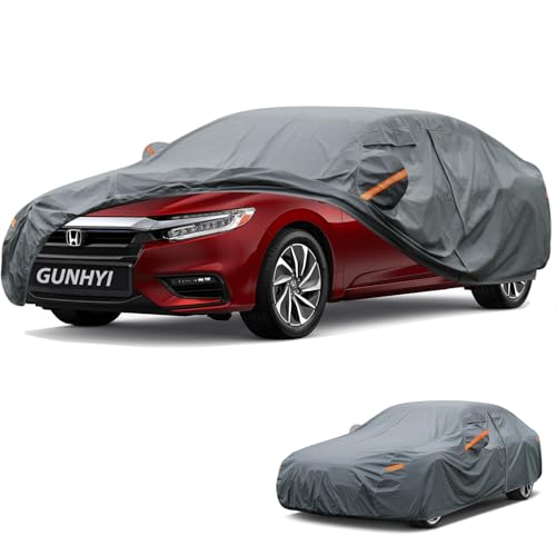 Image of GUNHYI Premium Car Cover Custom Fit Honda Insight, 16 Layers Heavy Duty Car Cover Waterproof All Weather with Zipper Door for Sun Rain Snow Dust Uv Protection