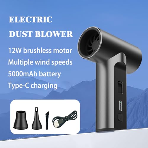 VORMIVIOT 110000 RPM Electric Air Duster USB Charging Rechargeable Brushless Motor Durable Blower Dust Blower for Computer, Keyboard, Outdoor, House and Car (Gray)