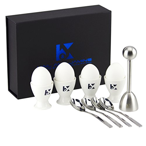 K&J’s Egg Cups & Cracker Set with Beautiful Storage Box – Set Includes