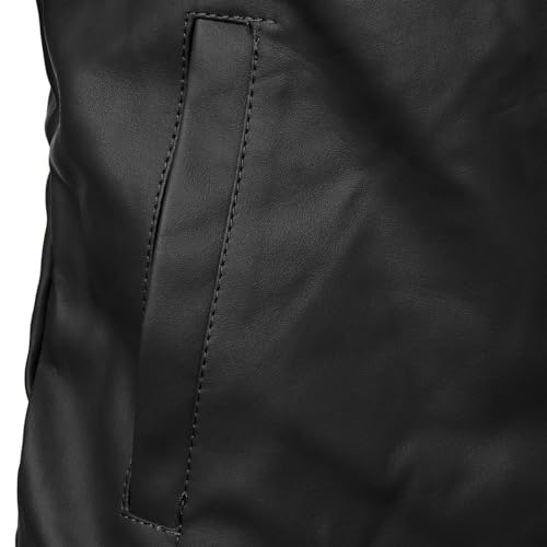 Xiaojmake Mens PU Leather Bomber Jacket Slim Fit Zip Up Coat Flight Jackets Cafe Racer Motorcycle Jacket Faux Leather Outwear4