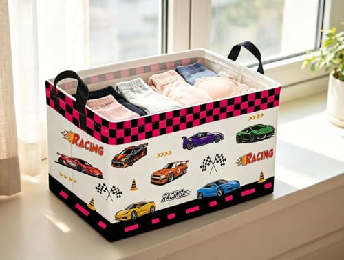 Image of Rectangle Kids Baskets Car Basket Cute Storage Bin Organizer Boys Box for Room Decor Gift Basket(Car)