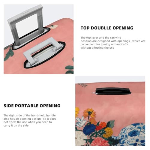 Flowers In An Chinese Blue And White Vase Elastic Travel Luggage Covers Dustproof Scratch-Resistant Suitcase Protector Fit 22-24 Inch3