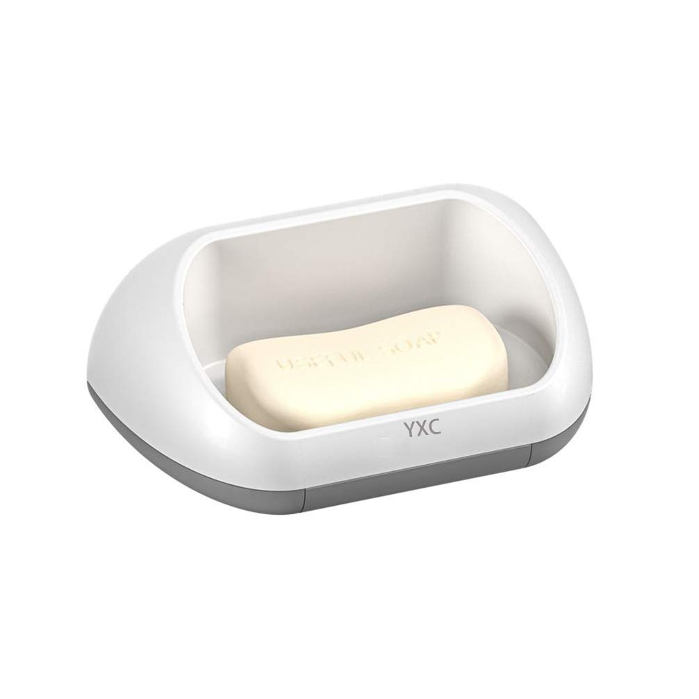 YXC Bar Soap Holder Soap Dish Holder Bathroom Wall Mounted Soap Saver with Drain Bottom Plastic