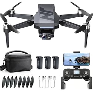 3‑Achsen‑Gimbal GPS Drohne mit Kamera 4K, 90 Min Flugzeit (3 Akkus), 1000 m Steuerungsreichweite, Auto Return, Auto Follow, bürstenloser Motor, 5G FPV Quadcopter für Einsteiger (unter 249g)