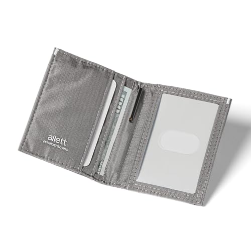 Image of Allett Hybrid Card Wallet, Charcoal Grey | Nylon, RFID Blocking, Vertical Layout | Minimalist, Bifold, Card Holder, Water Resistant, Thin, Front Pocket | Holds 3-10+ Cards, Cash