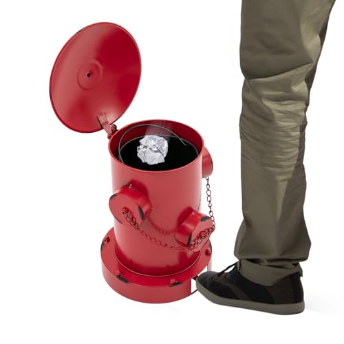 Bote de basura retro con pedal, hierro, 11.8x15.35in, rojo