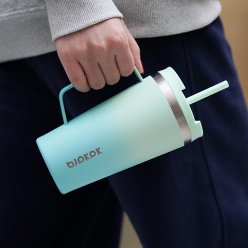 Image of BJPKPK 22oz Insulated Tumbler with Handle, Lid & Straw, Stainless Steel
