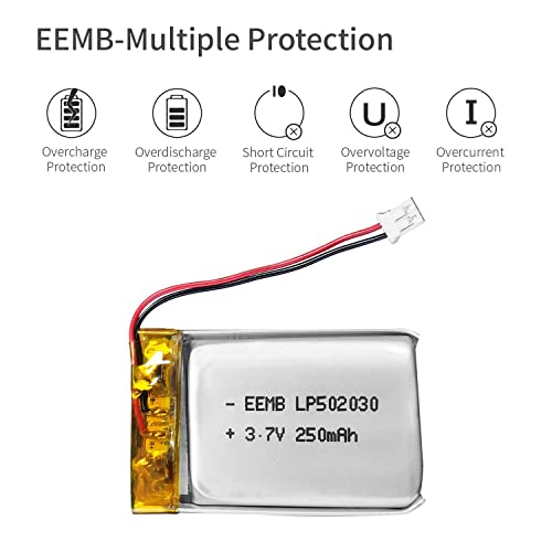 10 X EEMB 3.7V Li-ion 502030 Batteria 250mAh Lipo