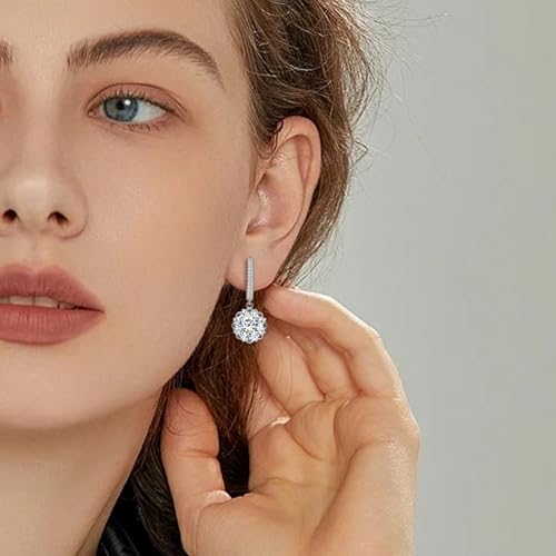Sterling Silver Dangle Hoop Earrings Charms Hypoallergenic Fashion Jewelry Dainty Birthday Gift for Women (White Gold) by Elensan - Used condition - Image 2