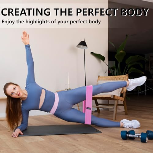 Image of Exercise Bands, 3 Levels Fabric Resistance Bands for Working Out, Workout Bands Resistance for Women & Men, Multi-Colored Fabric Booty Bands for Leg Strength Training, Rehab, Yoga