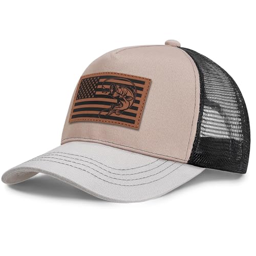 Image of Fishing Gifts for Men American Flag Trucker Hat Mens Fathers Day Christmas Birthday Gifts Fishing Hat for Dad