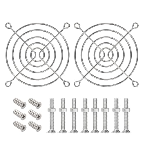 80mm Stainless Steel Fan Grills with Screw for 80mm Fans PC Fan Protection (2 Pack)
