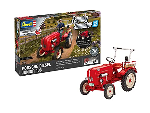 Revell Nice Price Modellbausatz I Porsche Junior 108 FS I MaÃstab 1:24 I 76 Teile I Für Kinder und Erwachsene ab 10 Jahren I Traktor Modellbausatz zum selber nachbauen I Authentisch und Detailreich