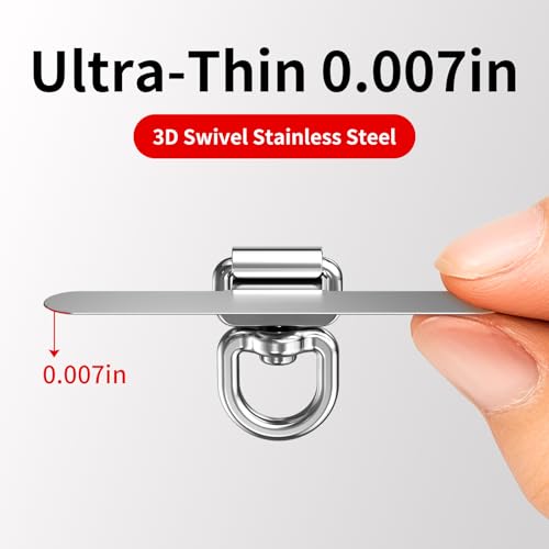 Image of saxsion Phone Tether Tab & Lanyard Tab, 360 Swivel Clip - Ultra Thin Stainless Steel Universal Patch for All Phone Cases