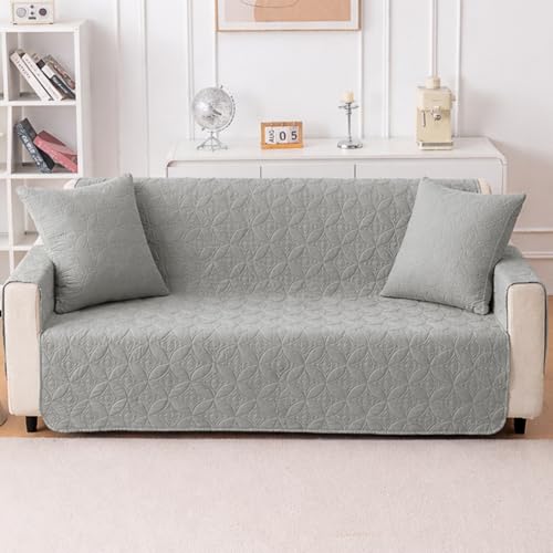 Image of HOKIPO 100% Leakproof Quilted Cushion Cover for Sofa 22x22 Inches, Set of 2, Serene Grey (AR-6281-LGRY*2)