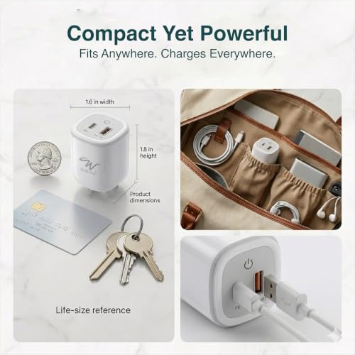 Image of 30W Fast Charger | USB C PD Wall Adapter + QC 3.0 USB A | Adjustable Night Light with Dual Port Charging | Compatible with iPhone 17,16 /15 /14 /13,Samsung Galaxy S26 /S25 /S24 /S23,OnePlus, MI & Android