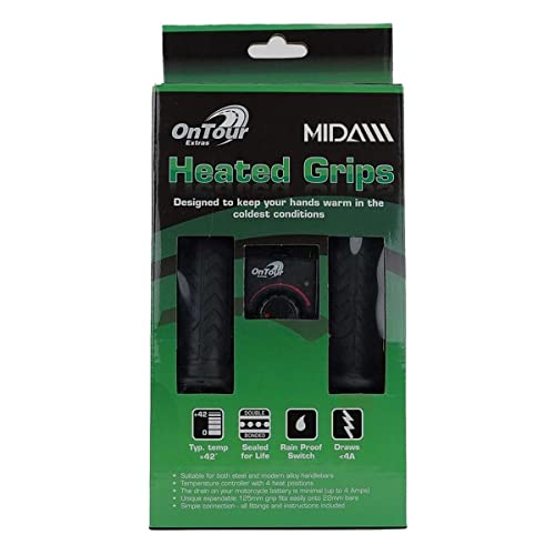 Mida OnTour Original Quality Motorcycle Hot Heated Grips + 4 Heat Setting Switch