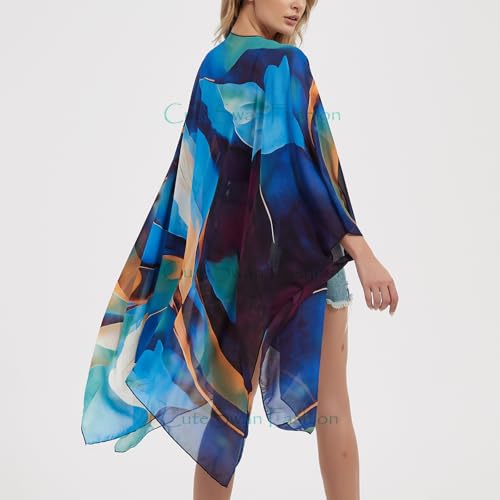 Kimono de lunares suizos largo para mujer con caída fluida de playa 5