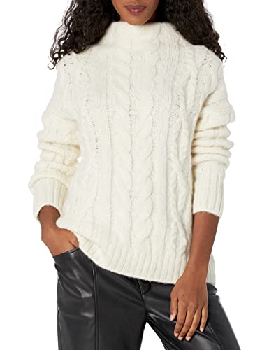 Vince Women's Braided Cable Funnel Neck, CREAM,...