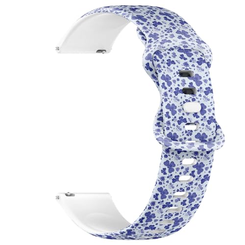 Compatible with Garmin Fenix 7/7 Pro, Fenix 6/6 Pro, Fenix 5/5 Plus, Epix (Gen2) / Epix Pro (Gen2), 22mm Replacement Sport Watch Band (Blue Floral) Silicone Soft Strap Bracelet