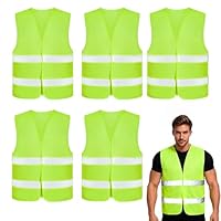 Solorass 5 Stück Warnwesten Auto, Warnweste Erwachsene, Sicherheitsweste Auto, Warnweste Gelb Damen Herren für Outdoor Motorrad Kfz Car