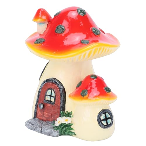 Omabeta Miniature Mushroom House Sculpture Charming Garden Decor for Desk or Home Indoor Display, Cartoon Ornament for All Ages
