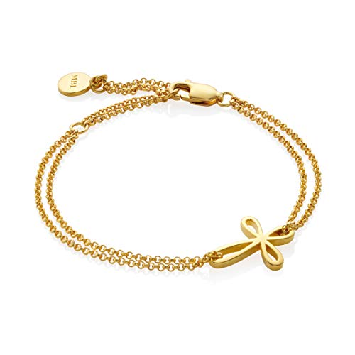 Pulsera de plata de ley vermeil con cruz para evitar alergias en niñas