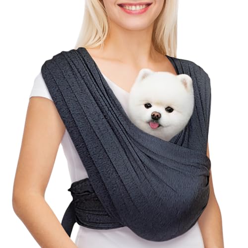 Front Facing Dog Sling Carrier, Hands Free Cat Carrier, Size Adjustable, Reducing Back Pain, Premium Cotton, Safe and Soft (Regular, Charcoal Black) Front Facing Dog Sling Carrier, Hands Free Cat Carrier, Size Adjustable, Reducing Back Pain, Premium Cotton, Safe and Soft (Regular, Charcoal Black)