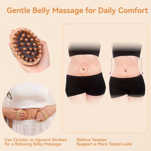 Image of Wood Therapy Meridian Massage Tool for Belly | 1 Pcs Guasha Roller Combo Set for Stomach Fat Body Sculpting & Lymphatic Drainage | Natural Wooden Pressure Point Massager for Back Arm