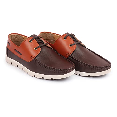 Image of FAUSTO Men's Side Lace Stitched Lace Up Boat Shoes