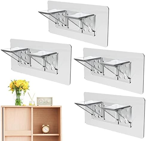 dous Self Adhesive Shelf Support,4pcs Punch-Free Cabinet Shelf Pegs Acrylic Partition Bracket Holders Pin for Closet Clapboard Bookshelf Wardrobe Layer