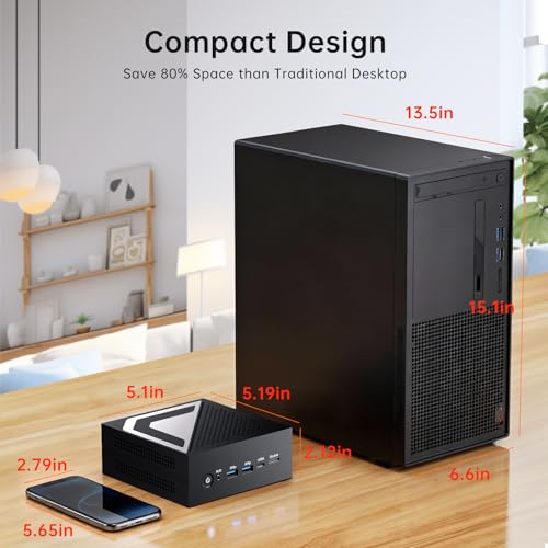 Image of MSECORE AI Mini PC, Ryzen AI 9 HX 370(12 Cores, Up to 5.1 GHz, Max 80 TOPS), 32G DDR5 RAM, 1T PCIE4.0 SSD Desktop Computer, 2 * 2.5G LAN, 1*HD, 1*DP, 1* USB4.0 Triple Display, Wi-Fi 6e, Windows 11 Pro