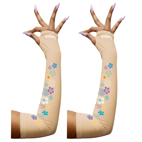 Image of TVARRA Anti-Tan Fingerless Arm Sleeves for Women|UV Protection Hand Cover Sleeves for Bike Riding, Running & Outdoor Use,Dust & Summer Protection Arm Sleeves